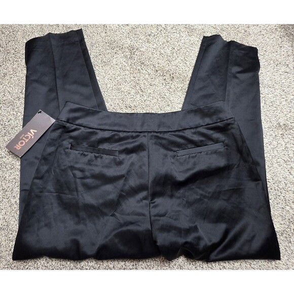 NWT Victor Alfaro Black Pants Size 10P Satin Feel Dressy Party Travel Classic - Picture 4 of 8